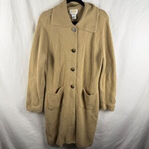 Vintage Talbots Alpaca Tan Long Cardigan Duster Shacket Large Pockets Old Money